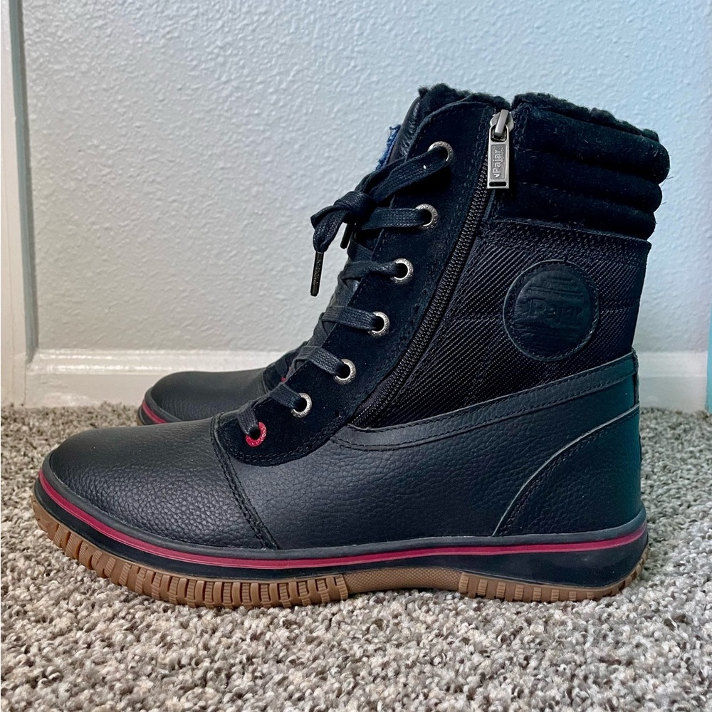 NWT Pajar Canada Black Waterproof Winter Lace-Up Boots Red Accents Men’s New